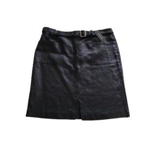 Jones New York belted black linen skirt